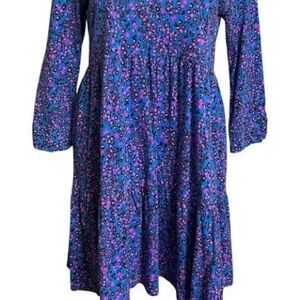 Lilly Pulitzer Blue & Pink 3/4 Sleeve Midi Dress